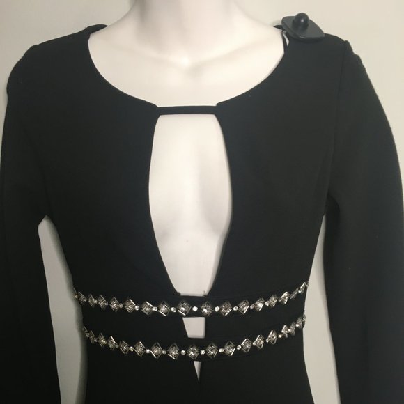 Boutique - Black Studded Pencil Dress - Item#90 - Picture 4 of 11